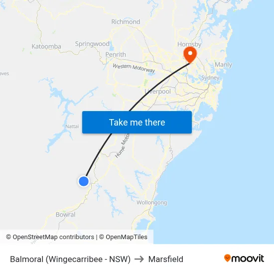 Balmoral (Wingecarribee - NSW) to Marsfield map