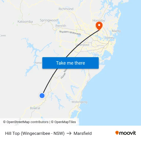 Hill Top (Wingecarribee - NSW) to Marsfield map