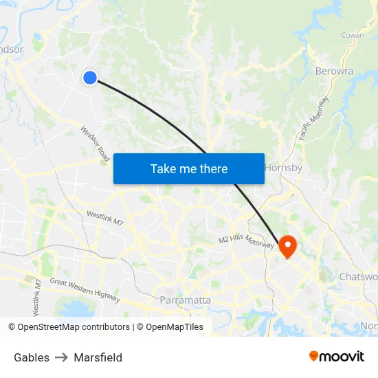 Gables to Marsfield map