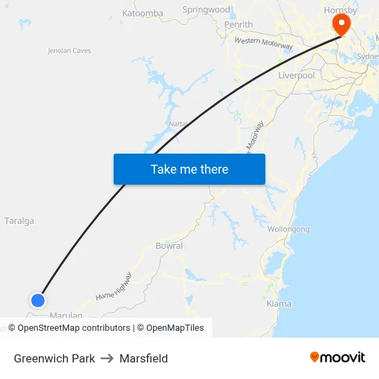 Greenwich Park to Marsfield map