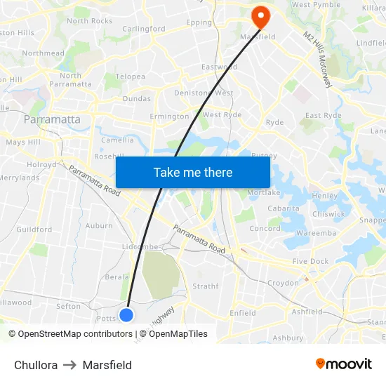Chullora to Marsfield map