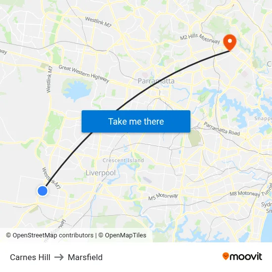 Carnes Hill to Marsfield map
