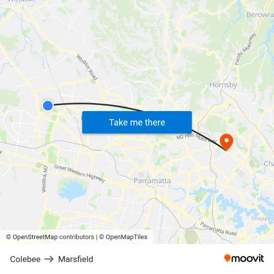 Colebee to Marsfield map