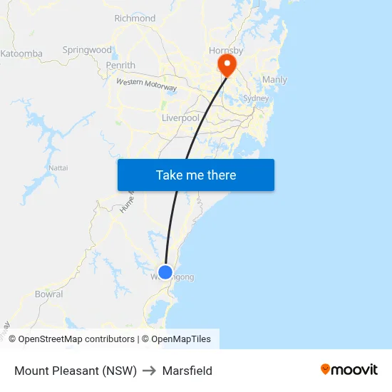 Mount Pleasant (NSW) to Marsfield map
