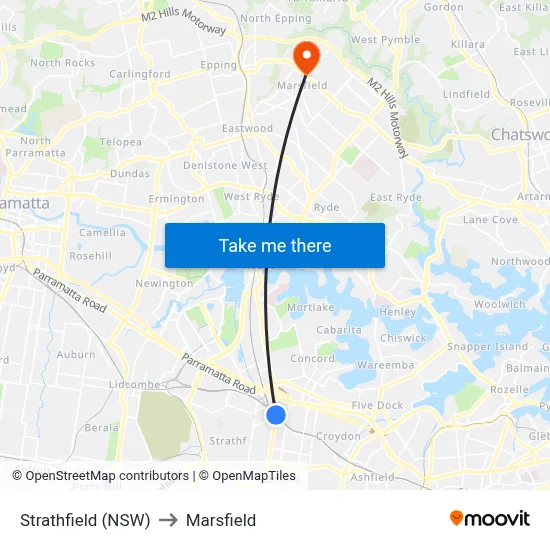 Strathfield (NSW) to Marsfield map