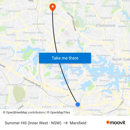 Summer Hill (Inner West - NSW) to Marsfield map