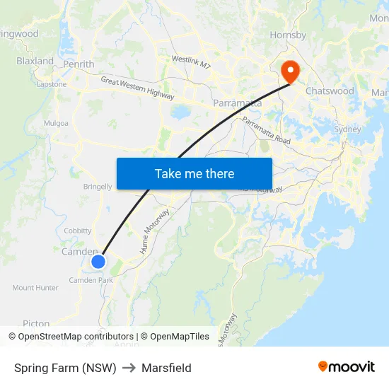 Spring Farm (NSW) to Marsfield map