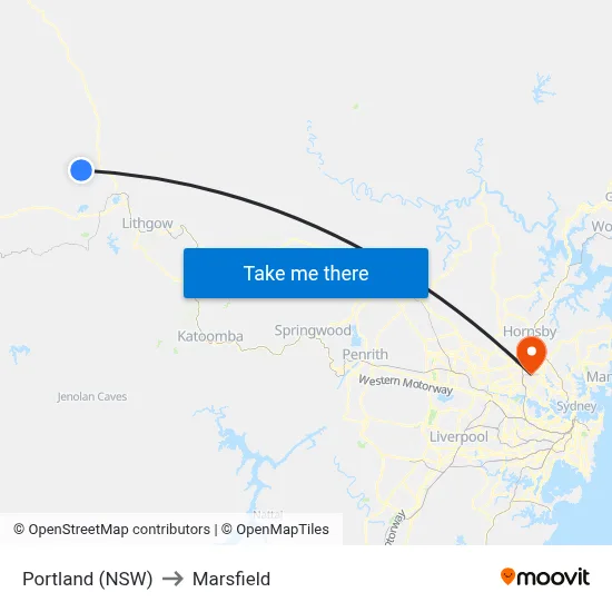 Portland (NSW) to Marsfield map