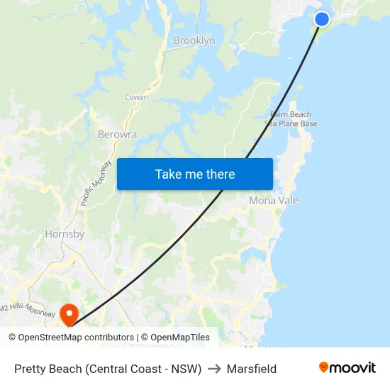 Pretty Beach (Central Coast - NSW) to Marsfield map