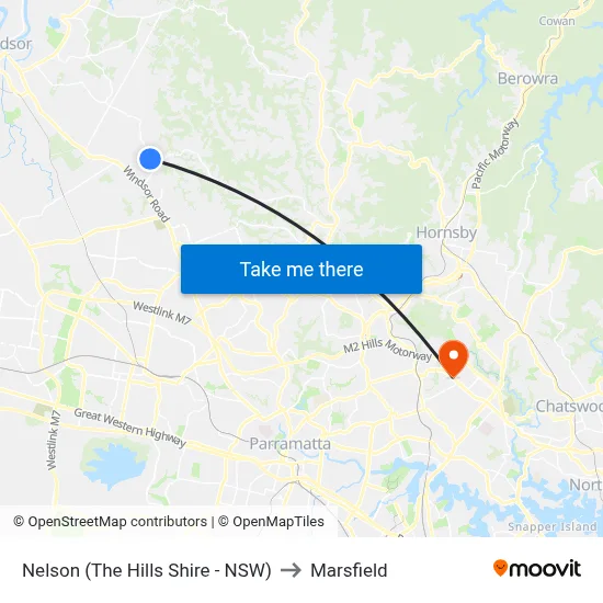 Nelson (The Hills Shire - NSW) to Marsfield map