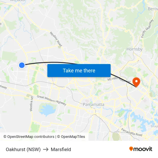 Oakhurst (NSW) to Marsfield map