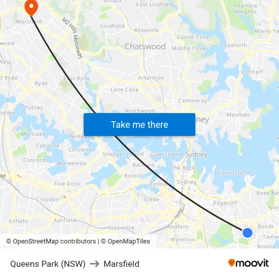 Queens Park (NSW) to Marsfield map