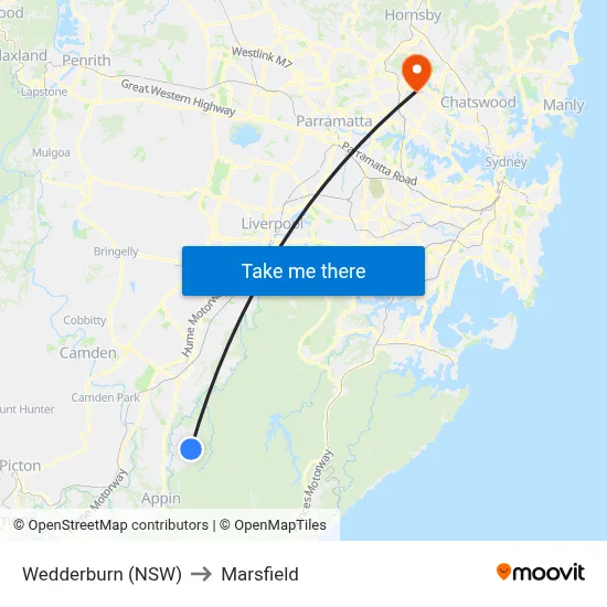 Wedderburn (NSW) to Marsfield map