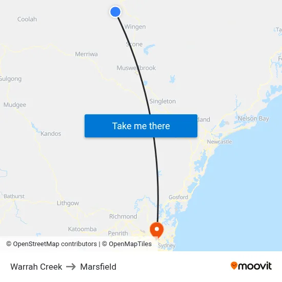 Warrah Creek to Marsfield map