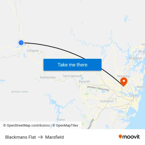 Blackmans Flat to Marsfield map