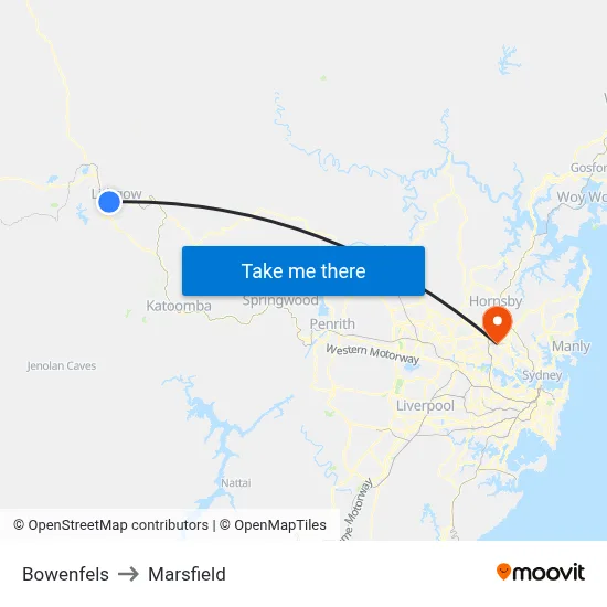 Bowenfels to Marsfield map