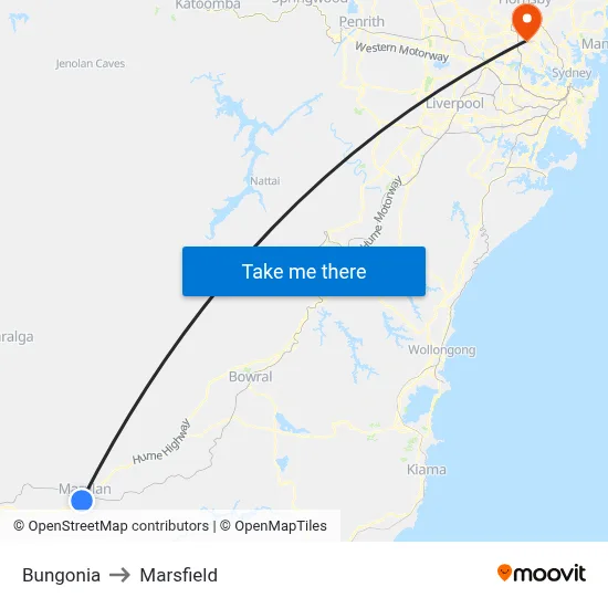 Bungonia to Marsfield map