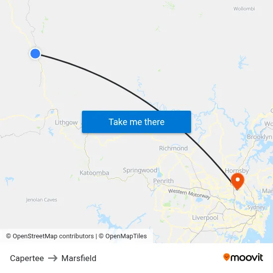 Capertee to Marsfield map