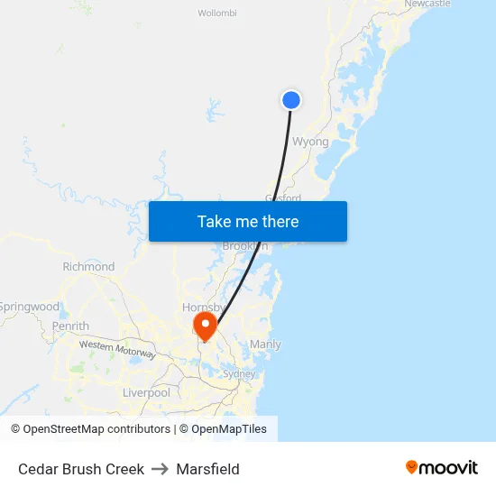 Cedar Brush Creek to Marsfield map