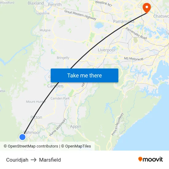 Couridjah to Marsfield map