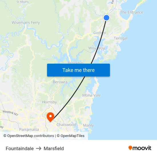 Fountaindale to Marsfield map