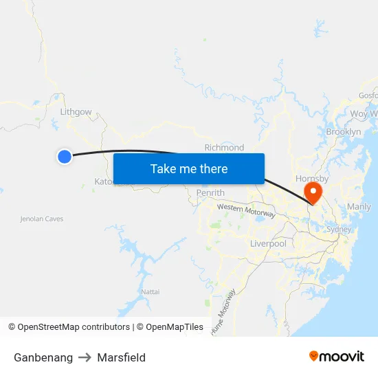 Ganbenang to Marsfield map