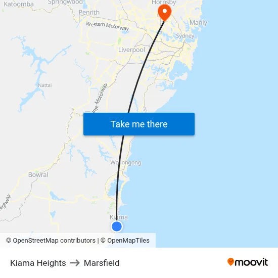 Kiama Heights to Marsfield map