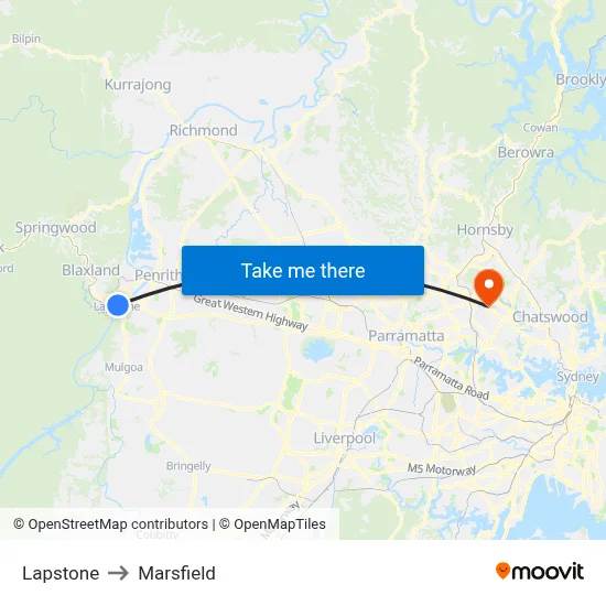 Lapstone to Marsfield map
