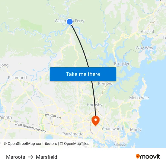 Maroota to Marsfield map