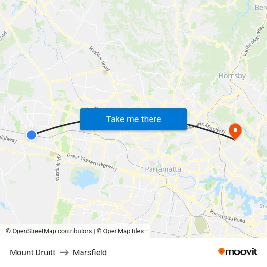 Mount Druitt to Marsfield map