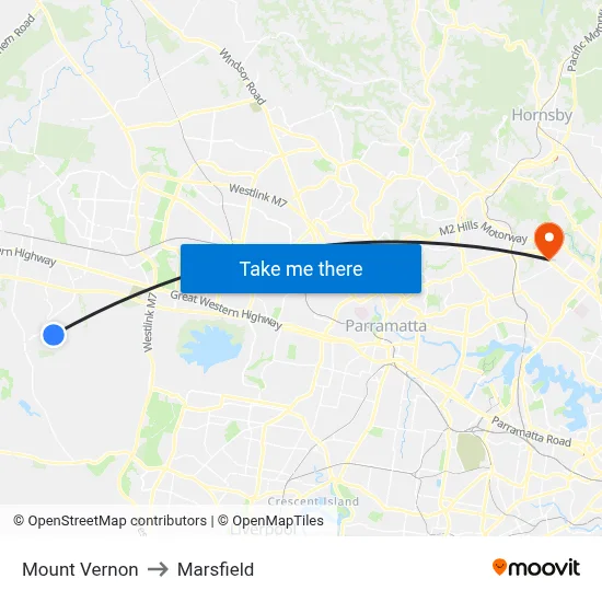 Mount Vernon to Marsfield map