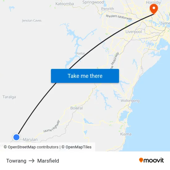 Towrang to Marsfield map