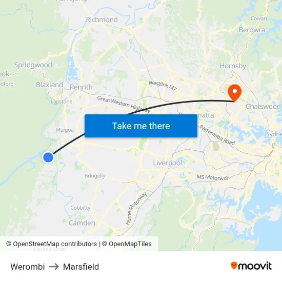 Werombi to Marsfield map