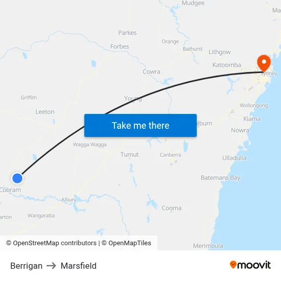 Berrigan to Marsfield map