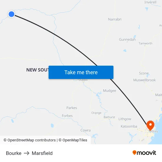 Bourke to Marsfield map