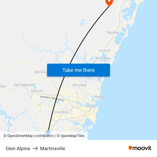 Glen Alpine to Martinsville map