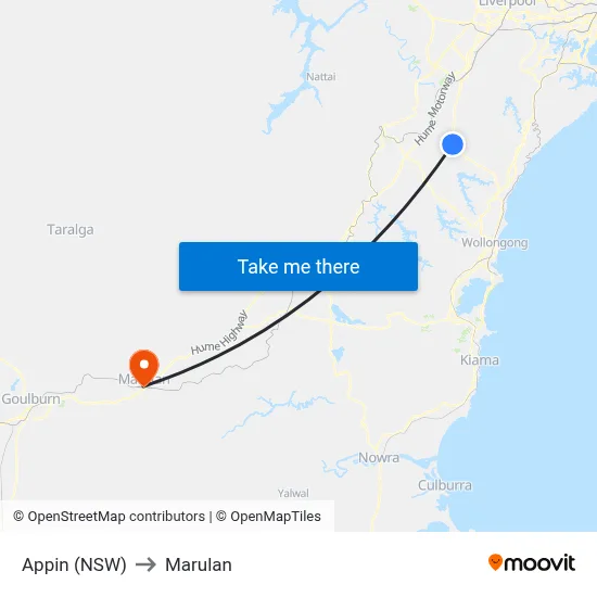 Appin (NSW) to Marulan map