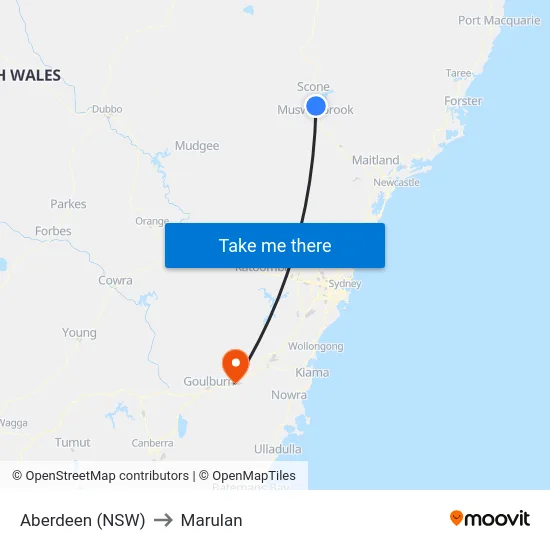 Aberdeen (NSW) to Marulan map