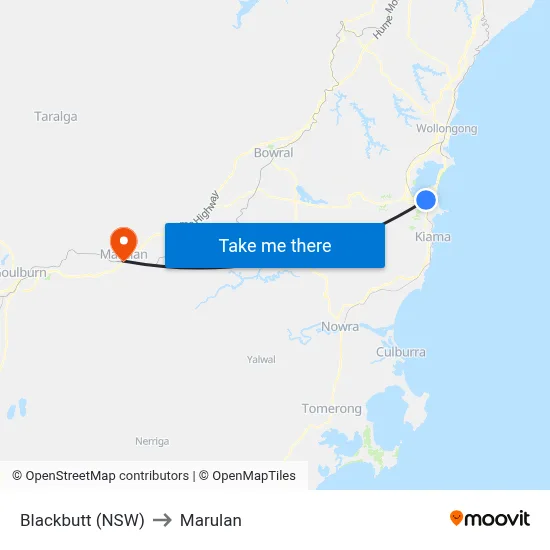 Blackbutt (NSW) to Marulan map
