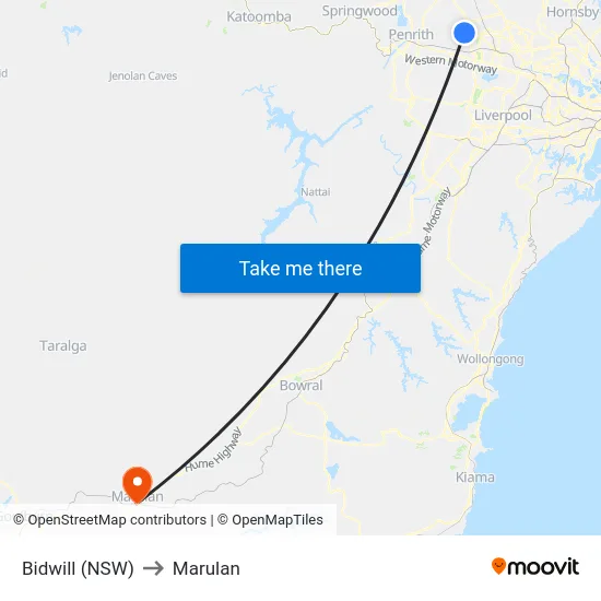 Bidwill (NSW) to Marulan map