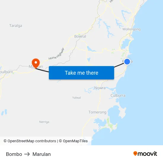 Bombo to Marulan map