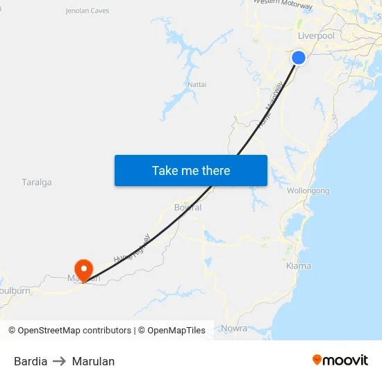Bardia to Marulan map