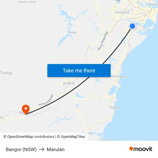 Bangor (NSW) to Marulan map