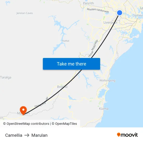 Camellia to Marulan map