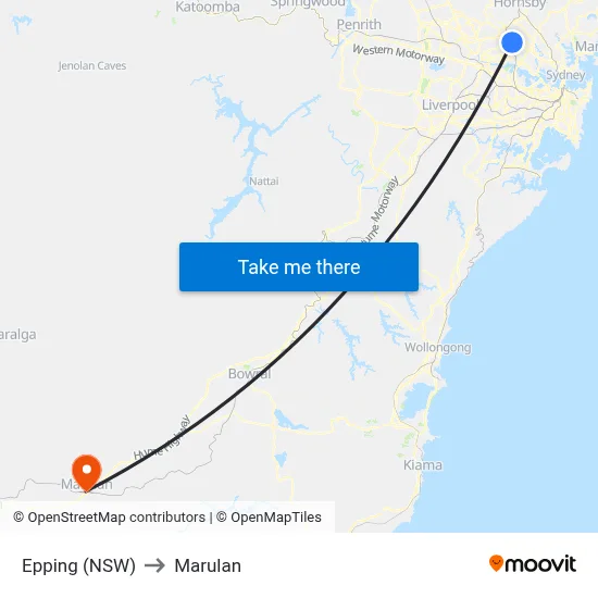 Epping (NSW) to Marulan map