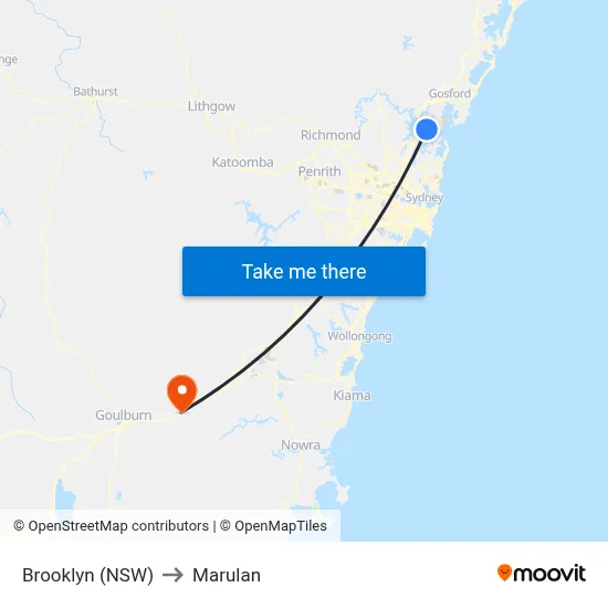 Brooklyn (NSW) to Marulan map