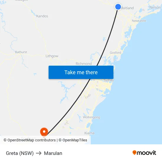 Greta (NSW) to Marulan map