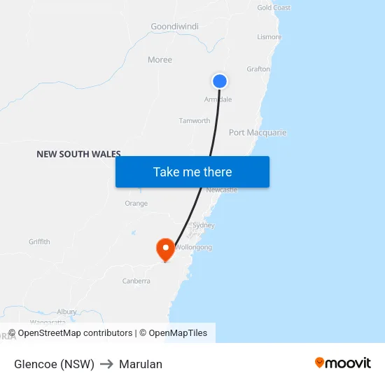 Glencoe (NSW) to Marulan map