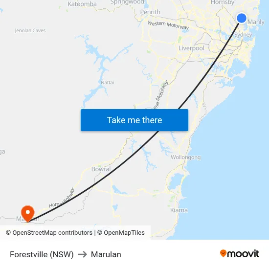 Forestville (NSW) to Marulan map
