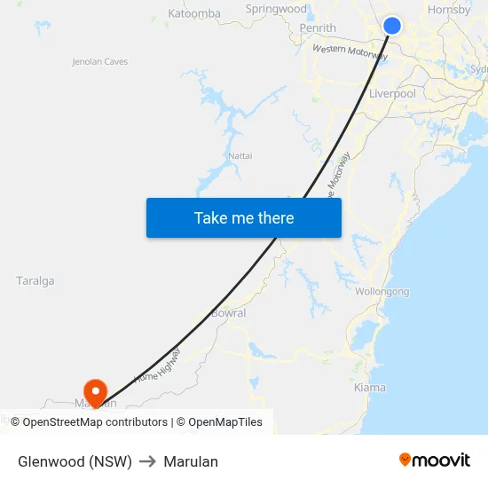 Glenwood (NSW) to Marulan map